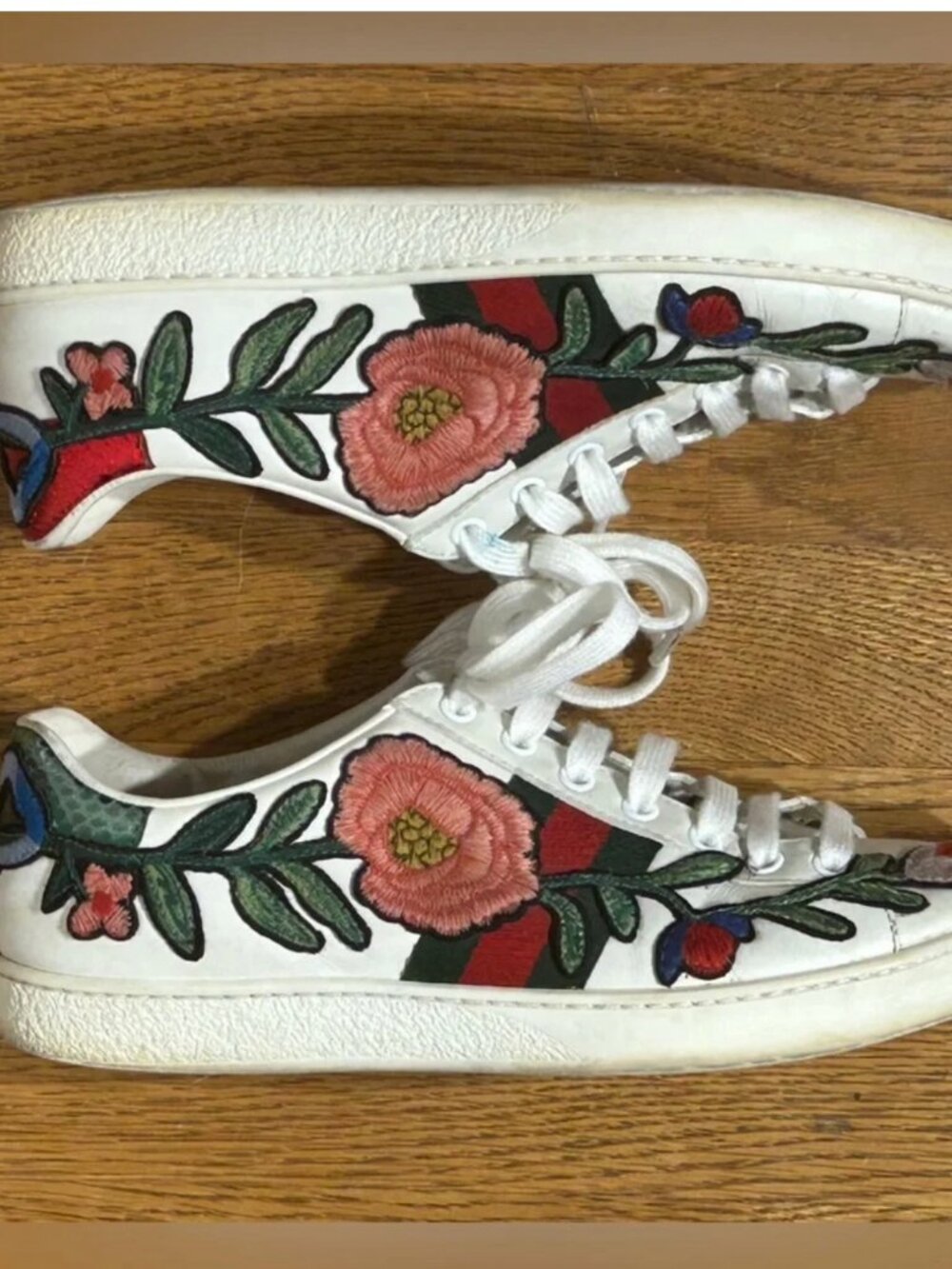 GUCCI⎼Gorgeous Ace 🌷Floral🌸 Sneakers, Sz 8 / 8.5 (EU 38), White, Low-top